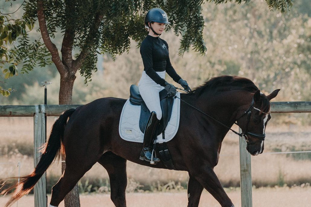 Stunning picture of horse and rider Alice Hurley in the dressage arena